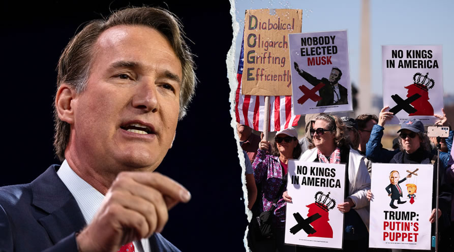 Youngkin dodges anti-DOGE protesters outside Virginia church